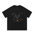 Two Faces Line Art Oversized Tee - Black