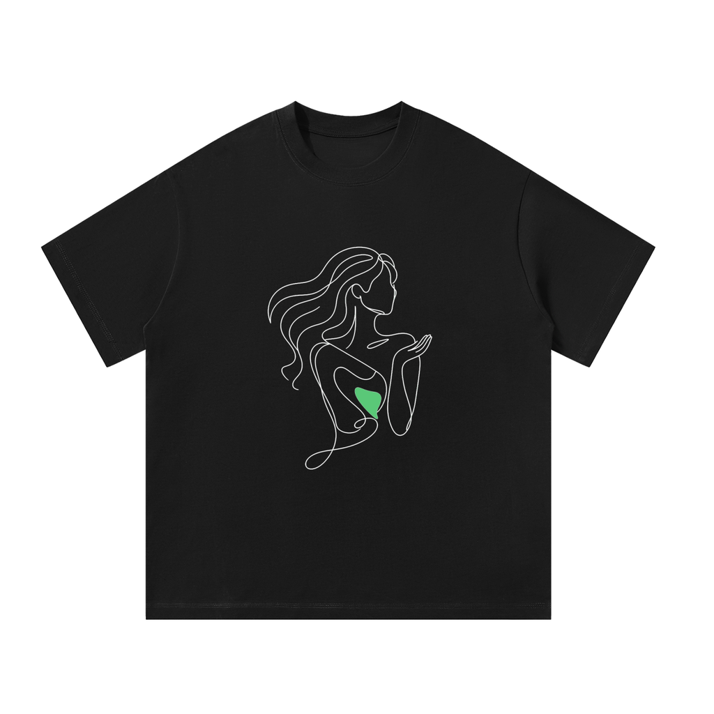 Figure Line Art Oversized Tee - Black