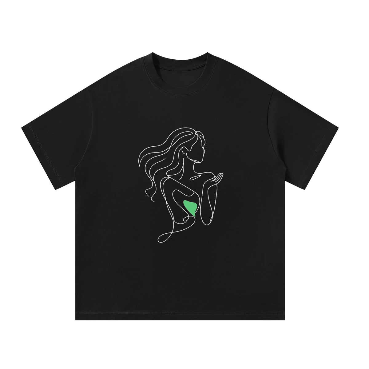 Figure Line Art Oversized Tee - Black